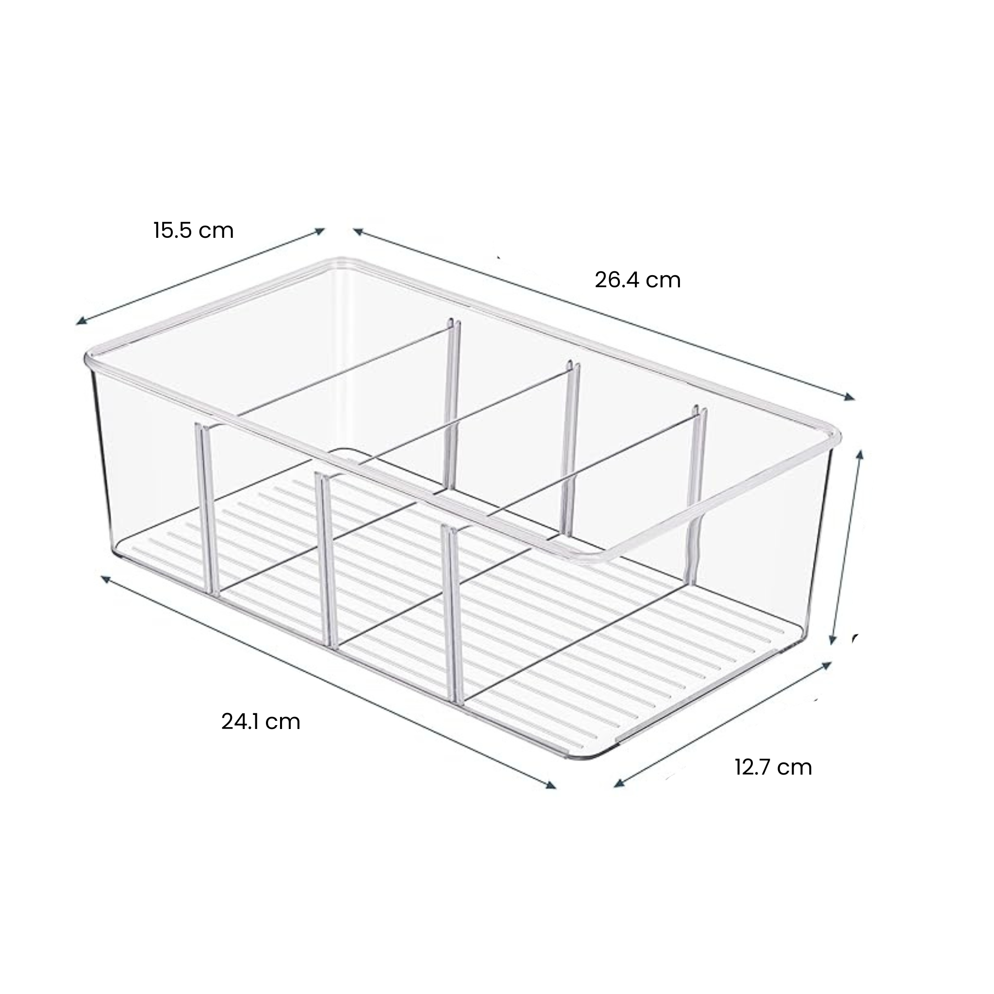 2-pack transparent förvaringslåda med avdelare